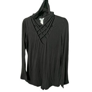 iHeartRaves Hooded Romper XL Goth Lattice Strappy V-Neck Long Sleeve Black